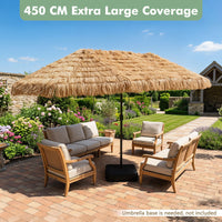 4.5x2.8M Double Sided Thatched Tiki Umbrella with Crank and 12 Ribs