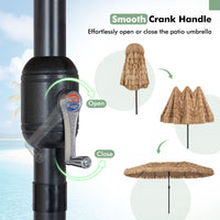 4.5x2.8M Double Sided Thatched Tiki Umbrella with Crank and 12 Ribs