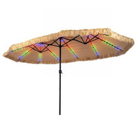 4.5x2.8M Double Sided Thatched Tiki Umbrella with Crank and 12 Ribs