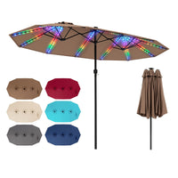 4.7m Extra-Large Patio Umbrella Outdoor Double-Sided Market Umbrella with 144 Solar LED Beads