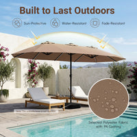 4.7m Extra-Large Patio Umbrella Outdoor Double-Sided Market Umbrella with 144 Solar LED Beads