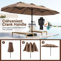 4.7m Extra-Large Patio Umbrella Outdoor Double-Sided Market Umbrella with 144 Solar LED Beads