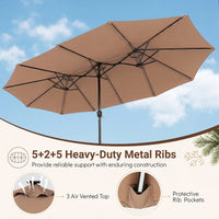 4.7m Extra-Large Patio Umbrella Outdoor Double-Sided Market Umbrella with 144 Solar LED Beads