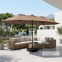 4.7m Extra-Large Patio Umbrella Outdoor Double-Sided Market Umbrella with 144 Solar LED Beads