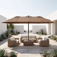 4.7m Extra-Large Patio Umbrella Outdoor Double-Sided Market Umbrella with 144 Solar LED Beads