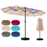 4.7m Extra-Large Patio Umbrella Outdoor Double-Sided Market Umbrella with 144 Solar LED Beads
