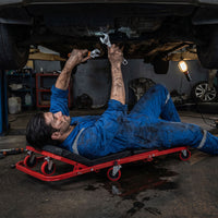 4-In-1 Padded Z Garage Seat with 6 Wheels Lay Down or Sit