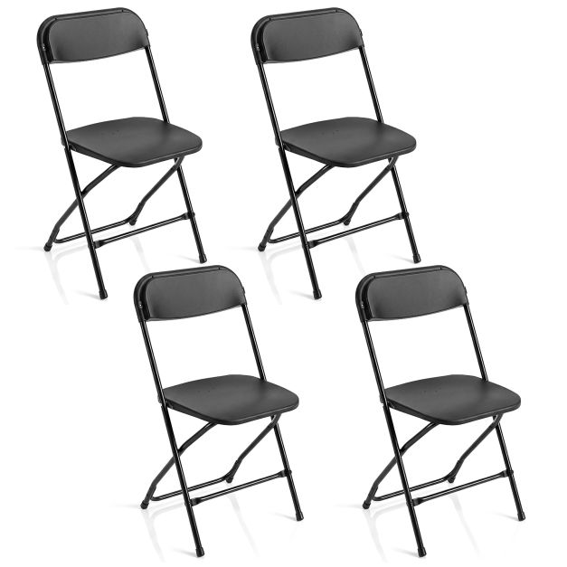 Giantex 4 Pack Folding Chairs, Portable & Foldable PP Chairs