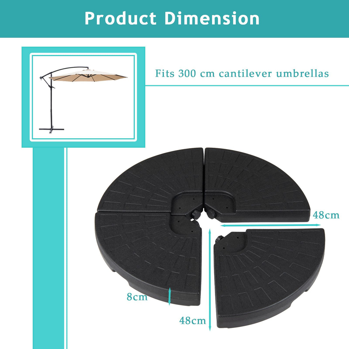 4-Piece Cantilever Offset Patio Market Umbrella Base