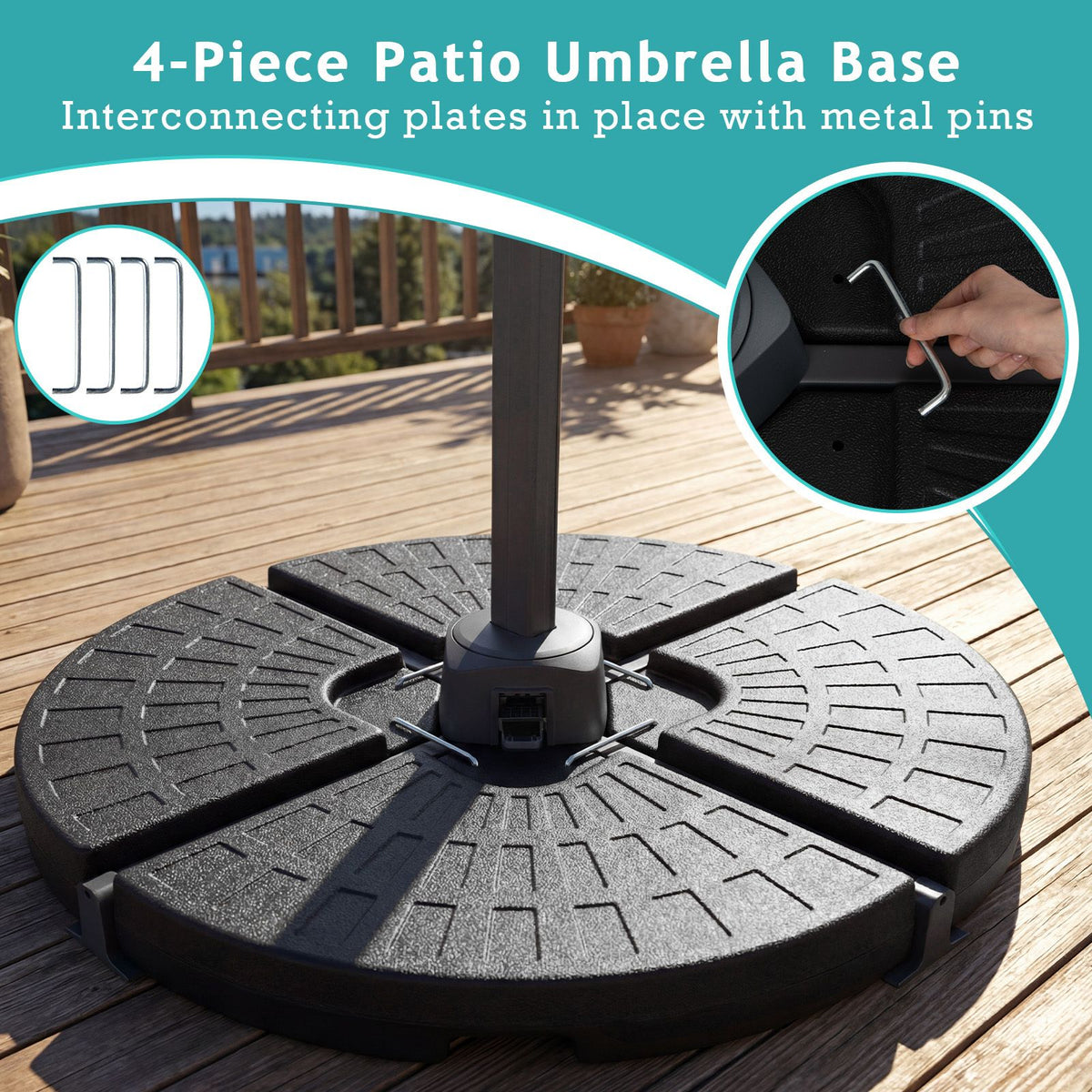 4-Piece Cantilever Offset Patio Market Umbrella Base