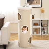 4-Storey Cat House for Multiple Cats with Removable Perch Bed