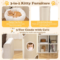 4-Storey Cat House for Multiple Cats with Removable Perch Bed