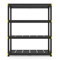 4-Tier Plastic Storage Shelf with Anti-Tipping Kit and Adjustable Feet for Garage