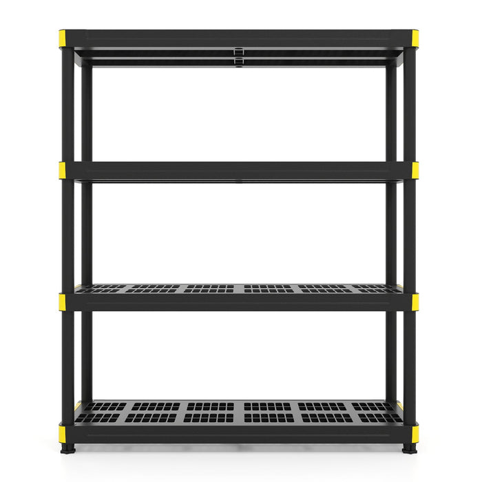 4-Tier Plastic Storage Shelf with Anti-Tipping Kit and Adjustable Feet for Garage
