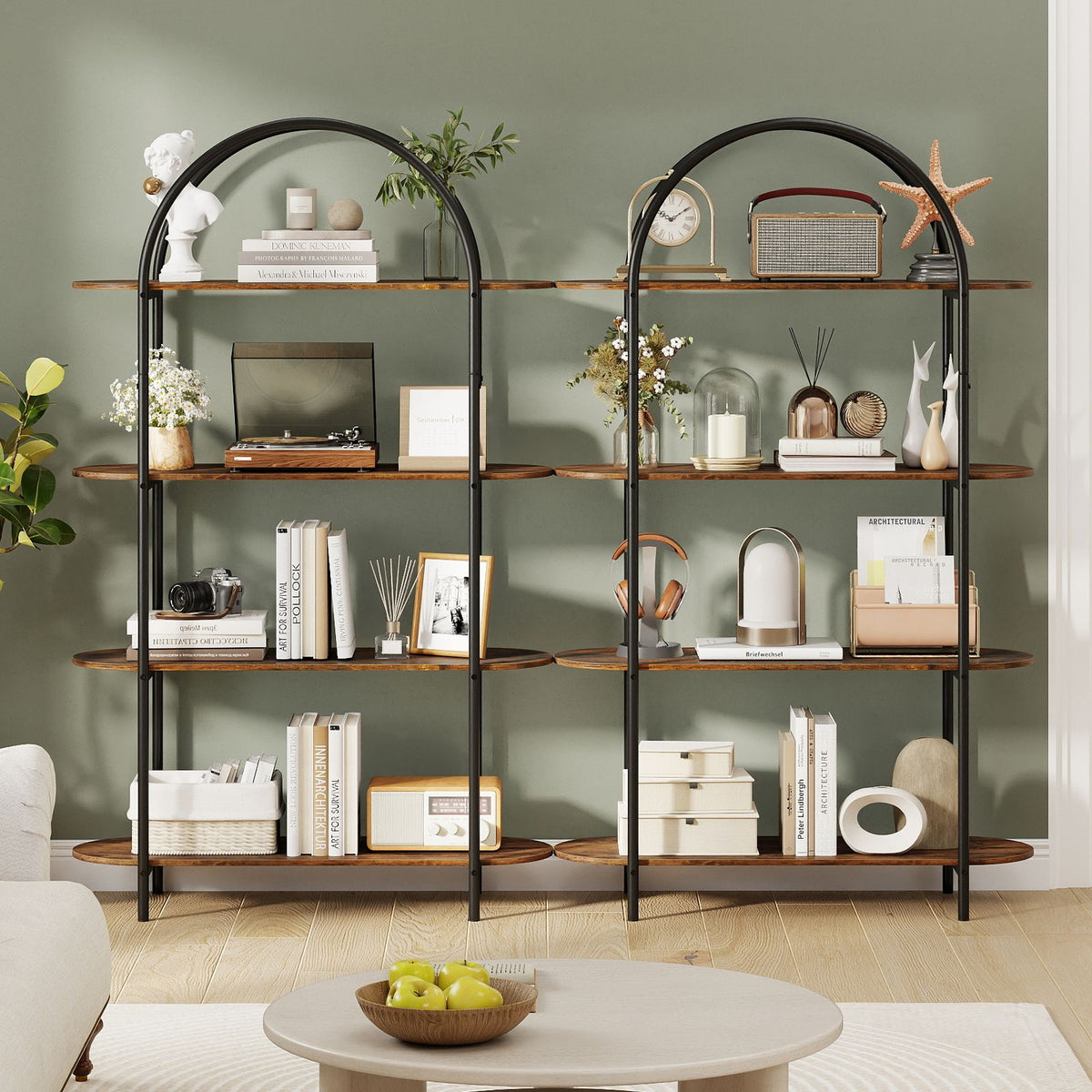 Open Frame Bookcase 4-Tier Industrial Open Bookcase with Sturdy Metal Frame for Living Roo ...