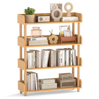 3-Tier Wooden Bookshelf with Sturdy Pine Wood Posts and Elevated Guardrails