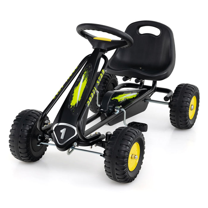 4-Wheel Pedal Car with 2-Position Adjustable Seat and Ergonomic Seat for Boys and Girls