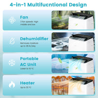 4-in-1 Portable Air Conditioner 12000 BTU AC with Multi-Speed Fan and 24H Timer