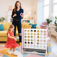 4-in-a-Row Game Set with Mesh Pocket for Indoor & Outdoor Holiday Parties