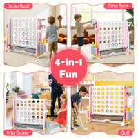 4-in-a-Row Game Set with Mesh Pocket for Indoor & Outdoor Holiday Parties