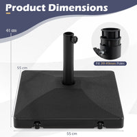 40kg Fillable Umbrella Base with 2 Wheels for 39-49mm Poles