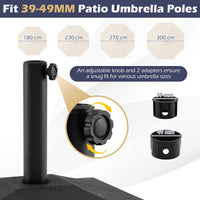 40kg Fillable Umbrella Base with 2 Wheels for 39-49mm Poles