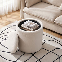 Giantex 42.5 cm Round Storage Ottoman with Flipping Lid