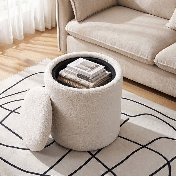 Giantex 42.5 cm Round Storage Ottoman with Flipping Lid