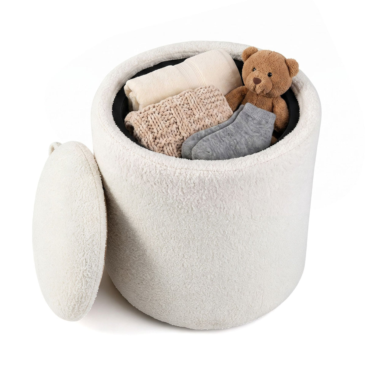 Giantex 42.5 cm Round Storage Ottoman with Flipping Lid
