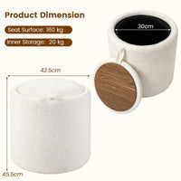 Giantex 42.5 cm Round Storage Ottoman with Flipping Lid