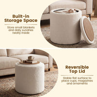 Giantex 42.5 cm Round Storage Ottoman with Flipping Lid