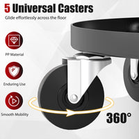 42-56 cm Adjustable Rolling Mechanic Stool with Wheels and 2-Tier Tool Trays