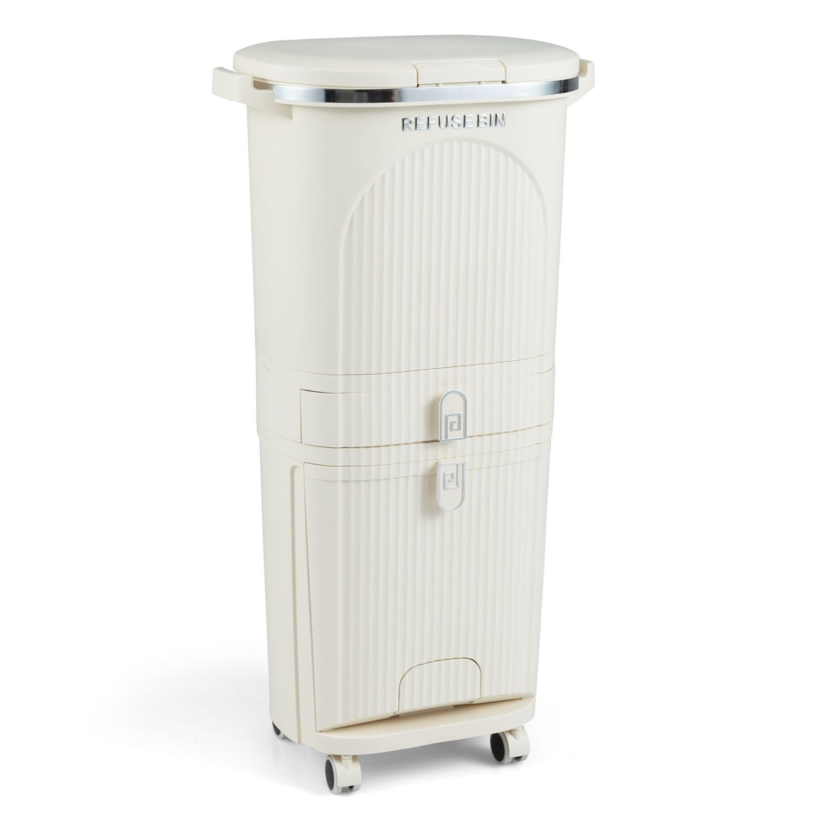 38L Double-Layer/42L 3-Layer Sorting Trash Bin with Step Pedal and Wheels