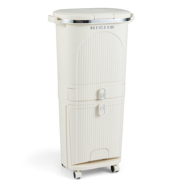 38L Double-Layer/42L 3-Layer Sorting Trash Bin with Step Pedal and Wheels