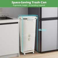 38L Double-Layer/42L 3-Layer Sorting Trash Bin with Step Pedal and Wheels