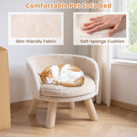42 CM Dog Sofa Bed Pet Sleeping Couch with Round Padded Cushion & Detachable Pad