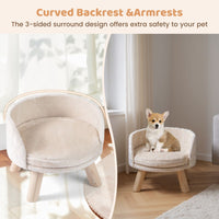 42 CM Dog Sofa Bed Pet Sleeping Couch with Round Padded Cushion & Detachable Pad