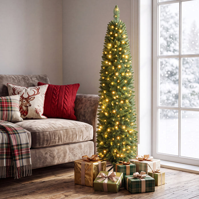 Artificial Christmas Tree with Branch Tips and Warm LED Lights