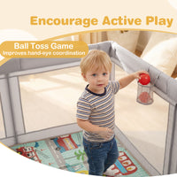 Baby Playpen, Extra-Large Play Yard with Play Mat, 50 Ocean Balls & Carrying Bag