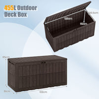 380/455L All Weather Patio Bench Storage Box Waterproof for Garden Tools