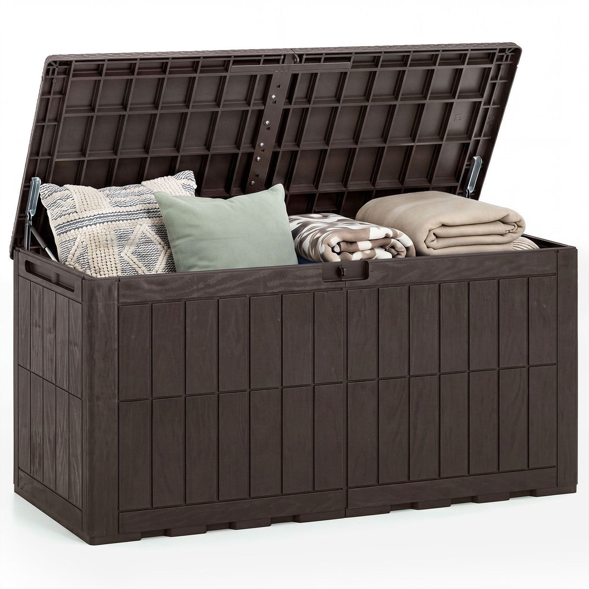380/455/680L All Weather Patio Bench Storage Box Waterproof for Garden Tools
