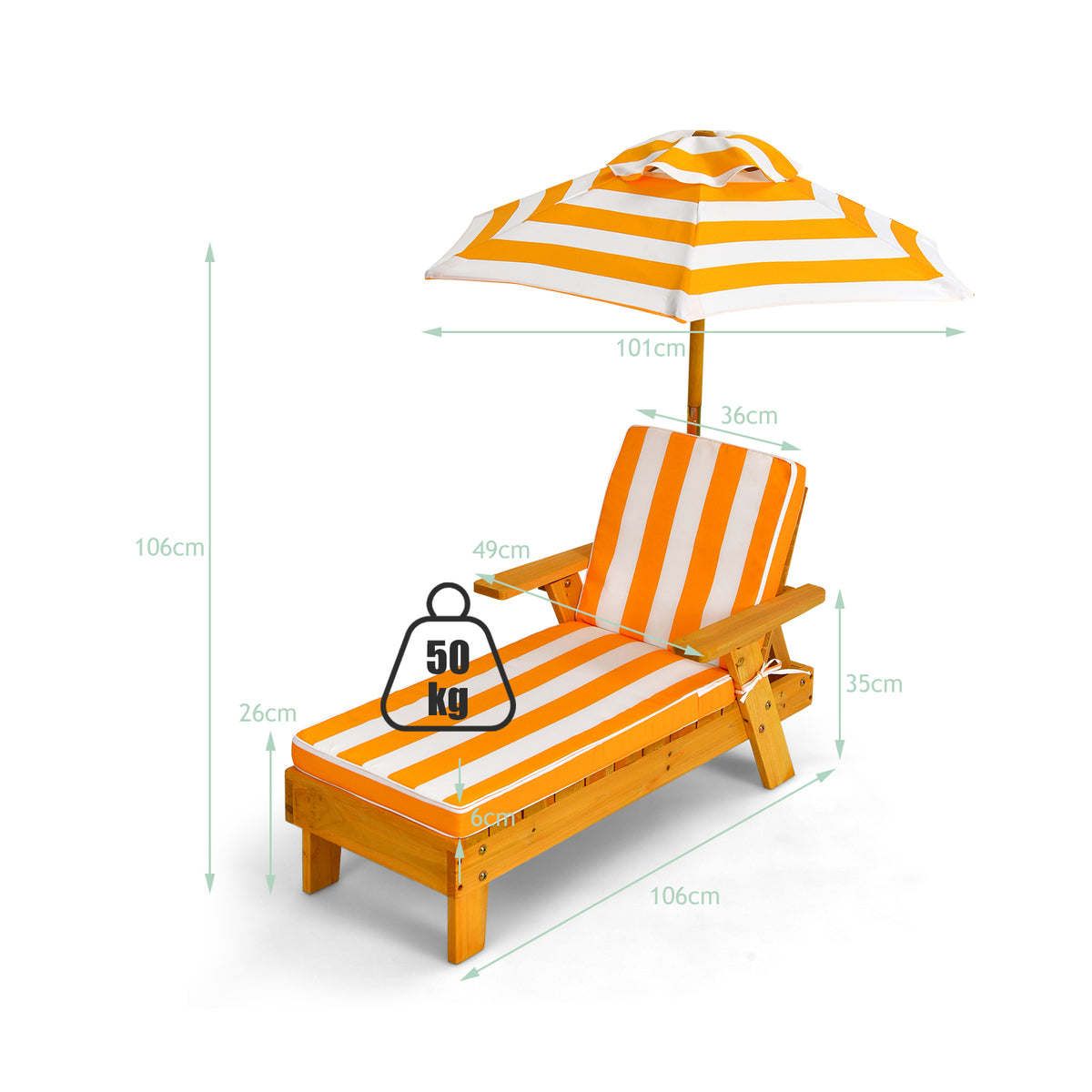 Kids Outdoor Chaise Lounge, Patio Wood Lounge Chair