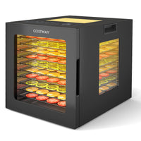 48H Timer Food Dehydrator 35-75℃ with 10 Stainless Trays & 10 Presets for Jerky Fruits