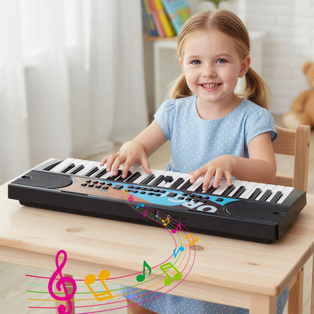 49 Keys Portable Electric Keyboard Piano with Microphone and 8 Tones