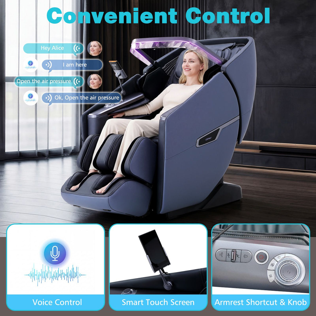 4D Full Body Massage Chair with Heating Shawl and Airbags