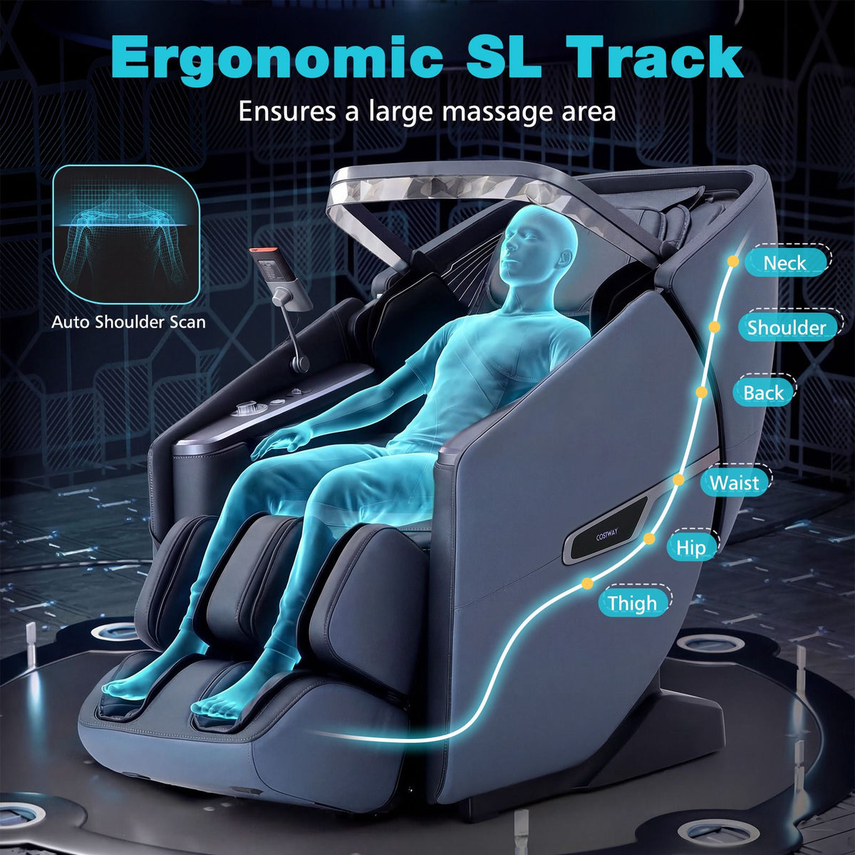4D Full Body Massage Chair with Heating Shawl and Airbags