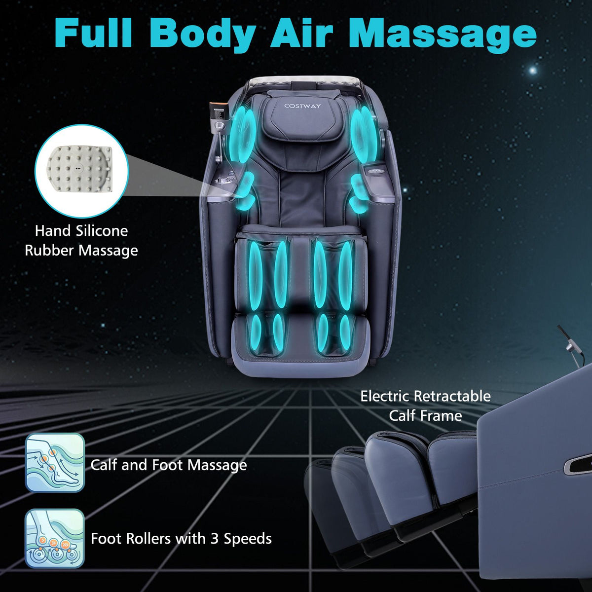 4D Full Body Massage Chair with Heating Shawl and Airbags