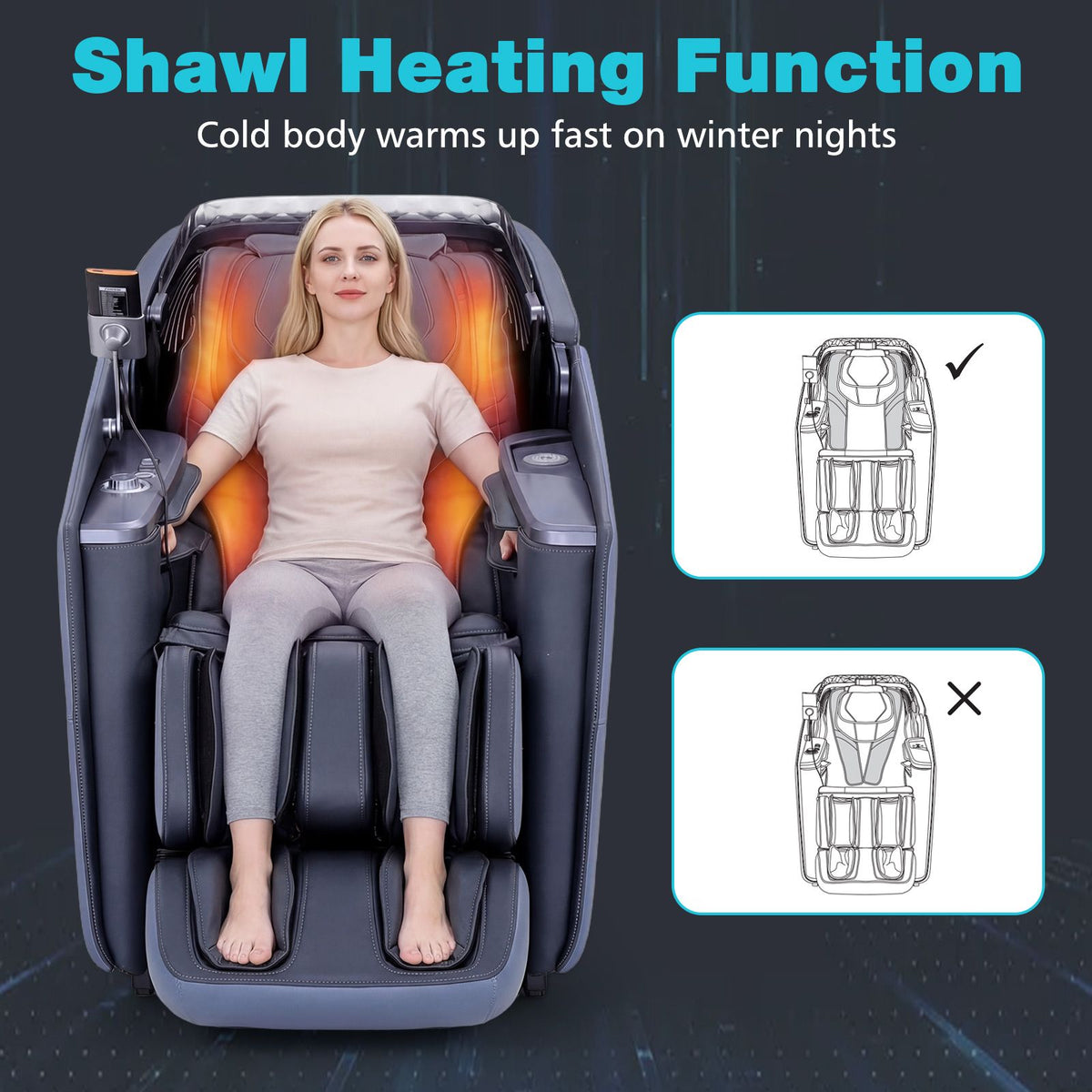 4D Full Body Massage Chair with Heating Shawl and Airbags