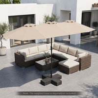 4M Double-Sided Patio Umbrella with Solar Lights and Crank Handle