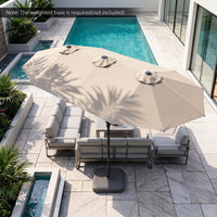 4M Double-Sided Patio Umbrella with Solar Lights and Crank Handle